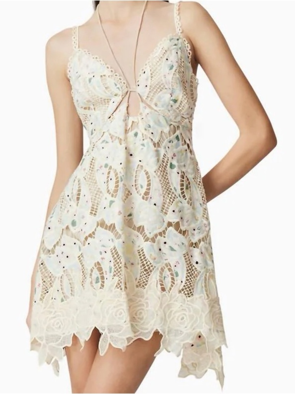 Elliatt Kyla Eyelet Halter Mini Dress Size XS NWT
